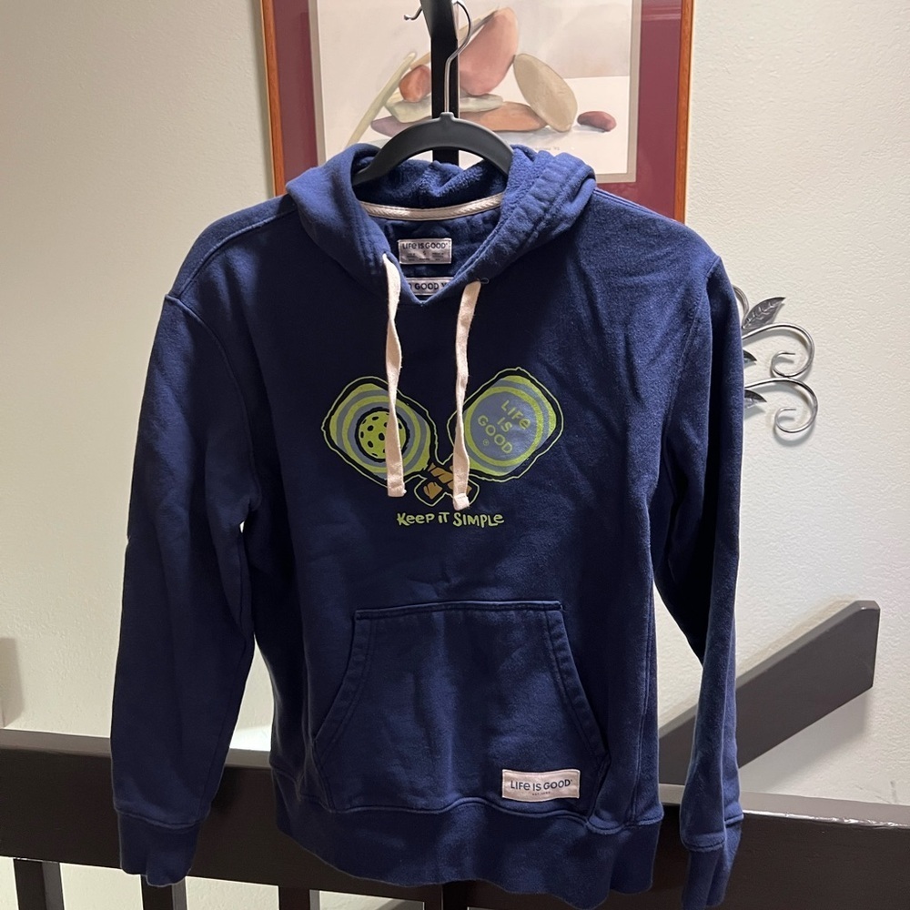 Life Is Good Navy Blue Hoodie Pickle Ball Size Small #221 - Picture 6 of 6